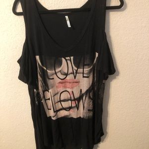 Black Cold Shoulder Top